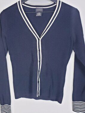 George Stretch Cardigan Sweater Jacket Button Up Black Size S (4/6)